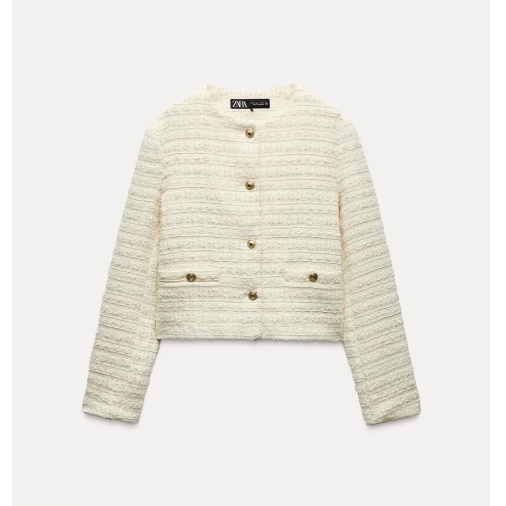 Zara Kids Ivory Textured Blazer